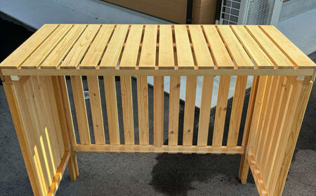 エアコン 室外機 カバー 【無塗装品】 木製 日除け 断熱 夏用 冬用 三次市 / 佐々部材木店[APCP001]
