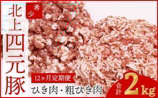 【12ヶ月定期便】四元豚 ひき肉 2kg (細挽き 250g×4、粗びき250g×4 )GIFTON  お歳暮 お中元  ギフト プレゼント 母の日 父の日 誕生日 お祝い 卒業祝い 入学祝い バーベキュー BBQ 焼肉 ファミリー パーティー 子供会 岩手県 北上市 ごえん 株式会社  O0051