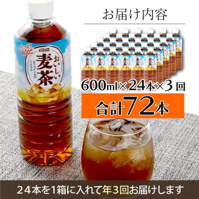 ふるさと納税 室戸市 おいしい麦茶 3か月連続定期 600ml×24本×3回 合計72本 DyDo ダイドー |  | 03