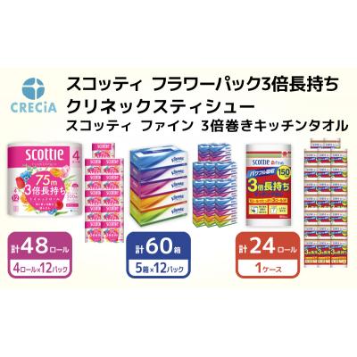 ふるさと納税 岩沼市 【3品別配送】トイレットペーパー&amp;ティッシュ&amp;キッチンタオル[No.5704-0575]