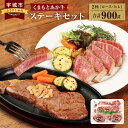 【ふるさと納税】くまもとあか牛 ステーキセット 合計900g 2種（ロース・ヒレ） 合計4枚【地元ブランド】 あか牛 牛肉 牛 和牛 ロースステーキ ヒレステーキ セット 食べ比べ 冷凍 熊本県産 九州産 国産 送料無料