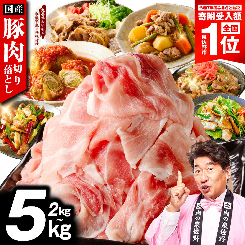 【ふるさと納税】最短翌日発送 国産豚肉 切り落とし 2kg ～ 5kg 氷温熟成 極味付け 1P 500g 豚 肉 豚肉 熟成肉 国産 カレー 野菜炒め 豚丼 豚汁 発送月 訳あり 冷凍 ストック 時短調理 5営業日 大阪府 泉佐野市 送料無料 肉の泉佐野