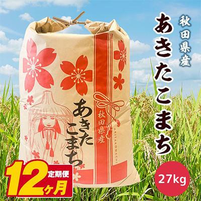 ふるさと納税 潟上市 【毎月定期便】秋田県産あきたこまち 白米 27kg全12回