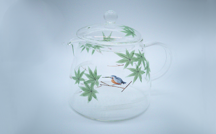 京絵付けガラスリーフティーポット【094】