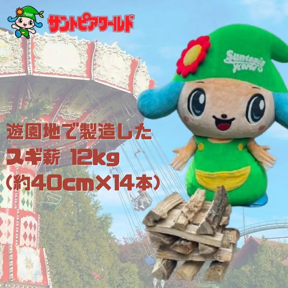 スギ薪 12kg 40cm×14本 遊園地で製造した薪 薪ストーブ BBQ キャンプ 薪 サントピアワールド 2S03006