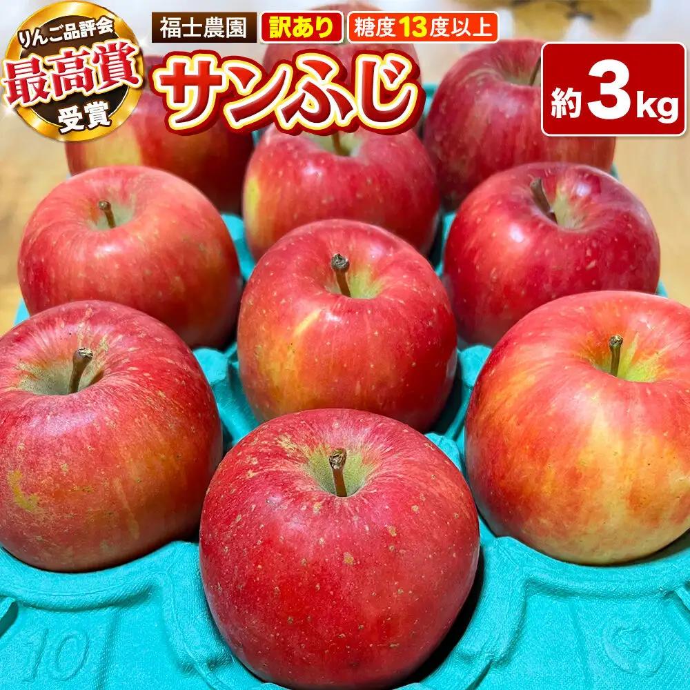 【26年11月～発送】りんご サンふじ【訳あり】約3kg【りんご品評会最高賞】糖度13度以上保証 青森県 弘前市