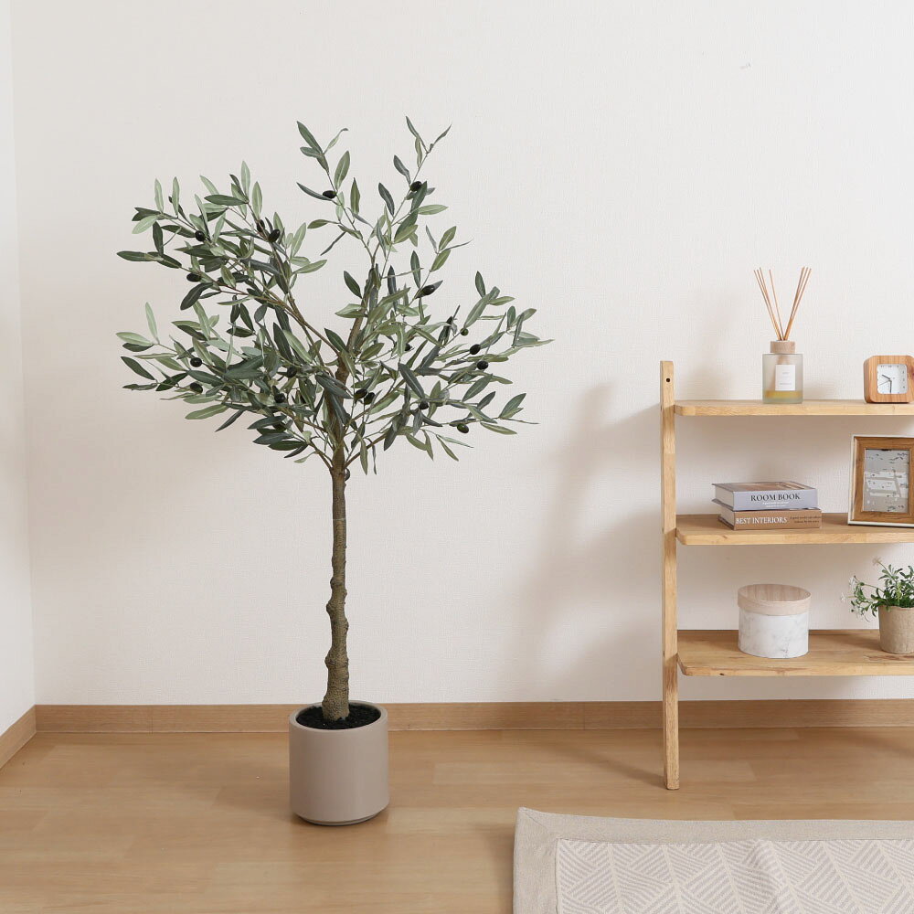 【ふるさと納税】フェイクグリーン オリーブ 120cm 1個 ベージュのポッド 人工観葉植物 インテリアグリーン ナチュラル インテリア おしゃれ お手入れ不要 水やり不要 ジョイント式 リビング 福岡県北九州市