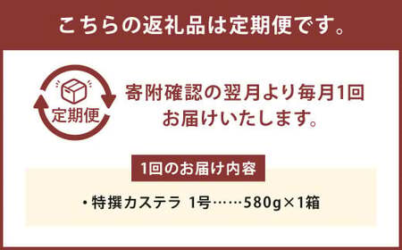【12ヶ月定期便】特撰カステラ 1号 ／ 1号（580g） 和三盆糖・カステラ専用卵使用 長崎 文明堂