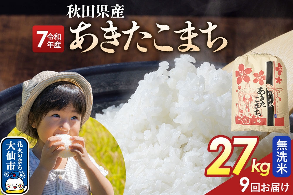 
                  《定期便9ヶ月》【無洗米】あきたこまち 27kg 秋田県産 令和7年産  こまちライン 秋田県 大仙市産 [秋田 お米 米どころ あきたこまち こまちライン]
                