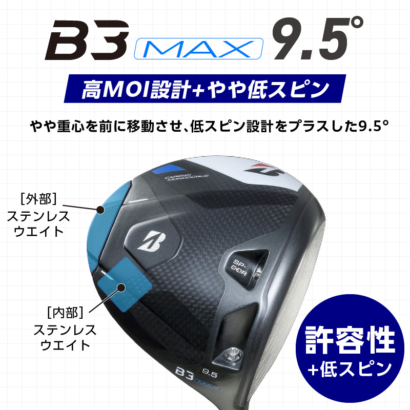 【2024年4月5日発売】 B3MAX DRIVER（VANQUISH BS40 MAXモデル） ロフト9.5_Nx140_ブリヂストン BRIDGESTONE ゴルフクラブ ドライバー B3MAX 