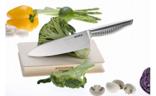 H20-08 MOKA 三徳包丁 ～オールステンレス 一体型 にぎりやすい 女性向け 洗いやすい～