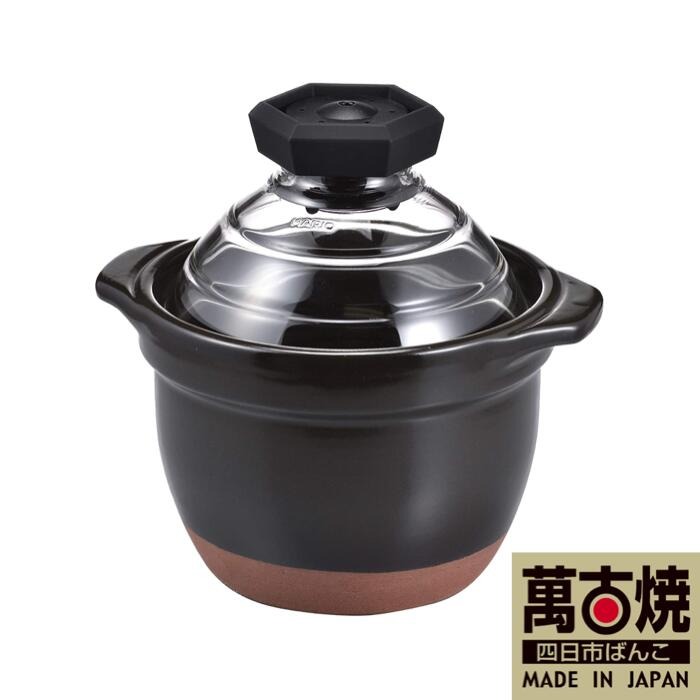 【萬古焼（ばんこやき）】フタがガラスのご飯釜1～2合炊き　HARIO　ハリオ