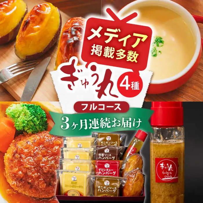 【定期便】 ハンバーグ ぎゅう丸フルコースセット NCQ116 ハンバーグ 全3回