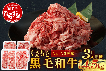 【隔月定期便 3回】A4～A5等級 くまもと黒毛和牛 切り落とし 約1.5kg (300g×5パック)×3回配送【 国産 牛肉 牛 小分け 熊本県産 熊本県 熊本 ブランド牛 霜降り お肉 肉 高級 柔らかいお肉 切り落とし 黒毛和牛 和牛 】085-0658