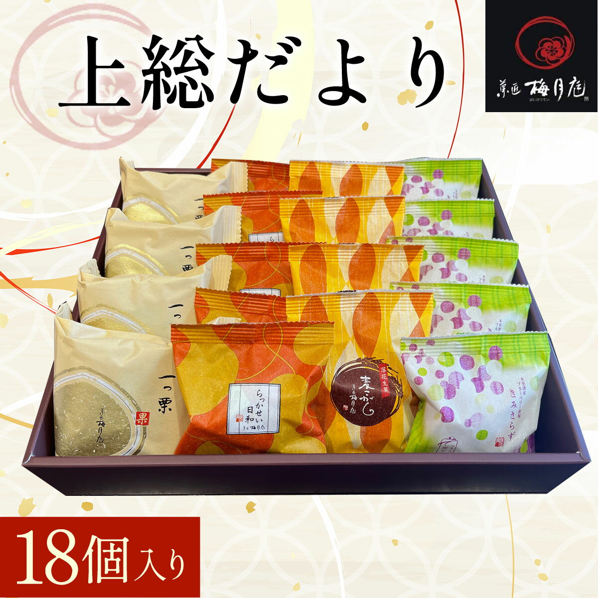【ふるさと納税】上総だより 18個入り KCM009 / ふるさと納税 きみさらず 一つ栗 らっかせい日和 麦こがし こしあん 焼饅頭 饅頭 落花生 甘納豆 落花生餡 農林水産大臣賞受賞 全国菓子大博覧会 セット 詰合せ 梅月庭 お菓子 菓子 和菓子 おかし お土産 土産 千葉県 木更津市