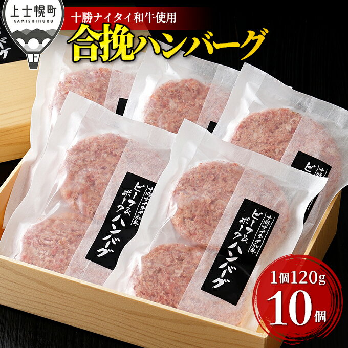 【ふるさと納税】十勝ナイタイ和牛 ビーフ&ポークハンバーグ 120g×10個 5・4等級黒毛和牛使用 北海道産 冷凍 レビューキャンペーン対象品 ※オンライン申請対応