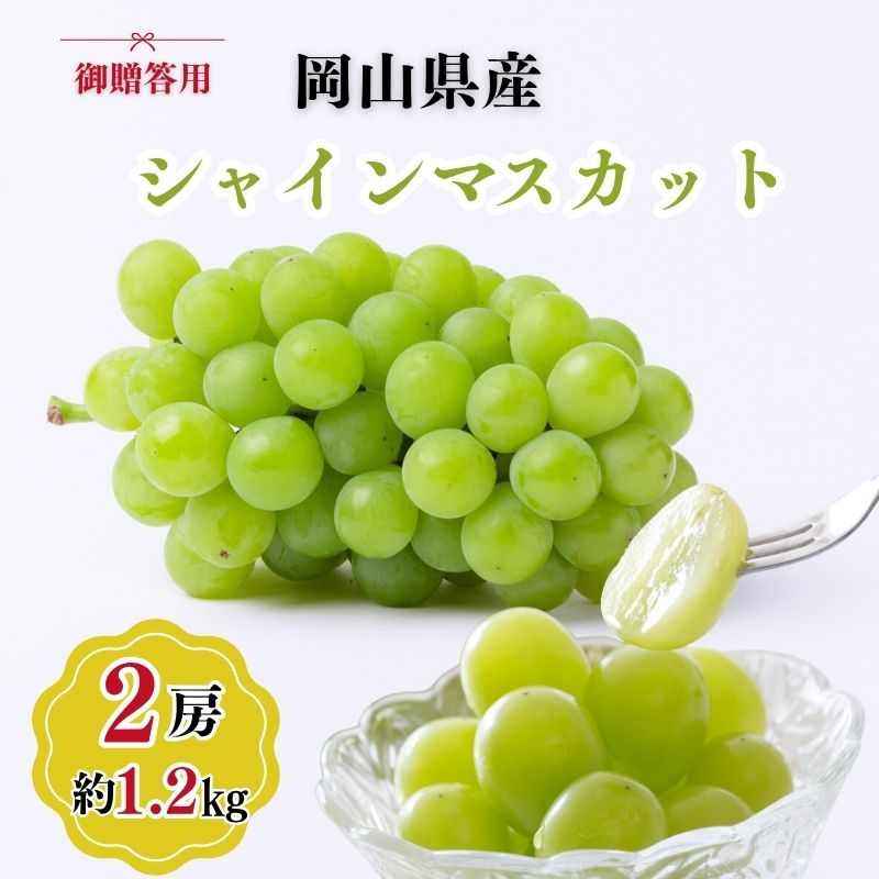 御贈答用 岡山県産 シャインマスカット 2房入り(1.2kg以上) ぶどう ブドウ 葡萄 フルーツ 果物 岡山 瀬戸内市
