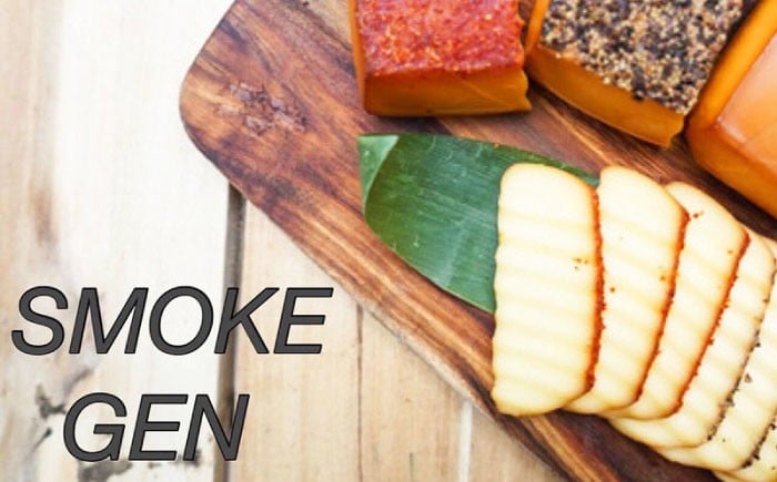 燻製スモークチーズ 3種 （プレーン、ペッパー、スティック5本入）、燻製おつまみセット（ごぼう、明太子、アーモンド）