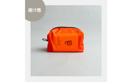 【オレンジ】ナイロン化粧ポーチ　内ポケット付き