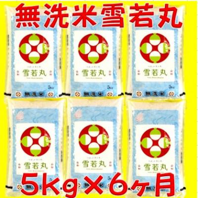 ふるさと納税 酒田市 【毎月定期便】無洗米雪若丸　精米5kg(5kg×1袋)全6回