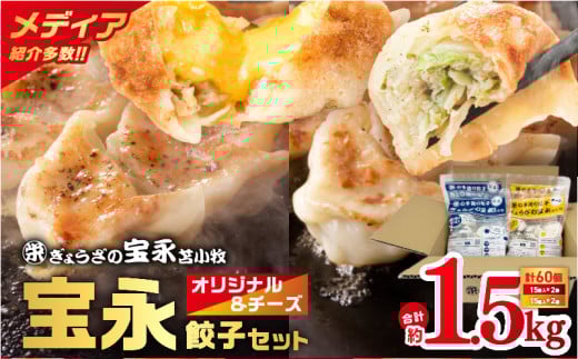 【ぎょうざの宝永】宝永餃子375g（15個入）×2袋＆チーズ餃子375g（15個入）×2袋セット 合計1.5kg　T004-002