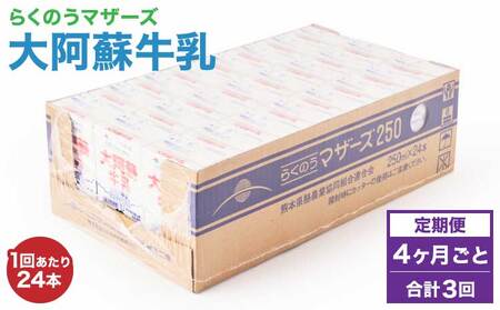 【定期便 4ヶ月毎：3回】大阿蘇牛乳 250ml 1回あたり24本入り  常温保存 大阿蘇牛乳 熊本牛乳 成分無調整牛乳 ロングライフ牛乳