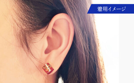 若狭塗ピアス BLOMINA(朱色) / ピアス 若狭塗 伝統工芸品 小浜市 / 若狭塗センター[BFEE005]