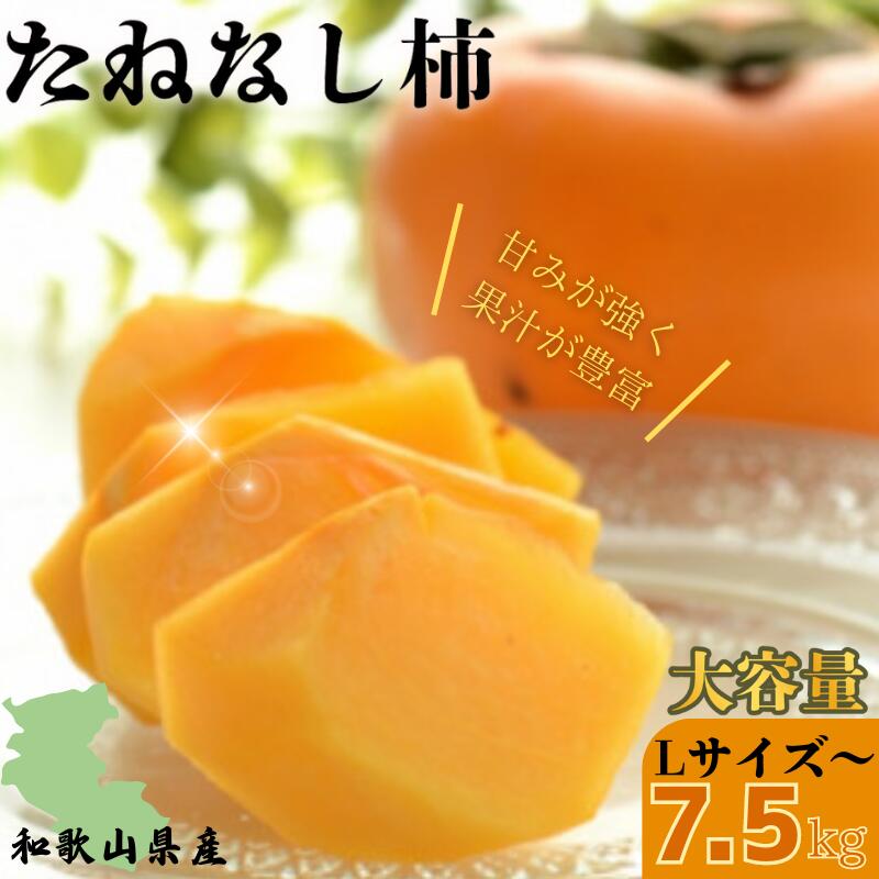 【ふるさと納税】たねなし 柿 約7.5kg【選べるサイズ】Lサイズ または 2Lサイズ 【2025年9月下旬～10月下旬に順次発送致します。】《 レビューキャンペーン 実施中 ! 》【先行予約】【JAわかやま】 / 種なし 種無し タネなし 柿 かき カキ フルーツ 果物 人気 旬