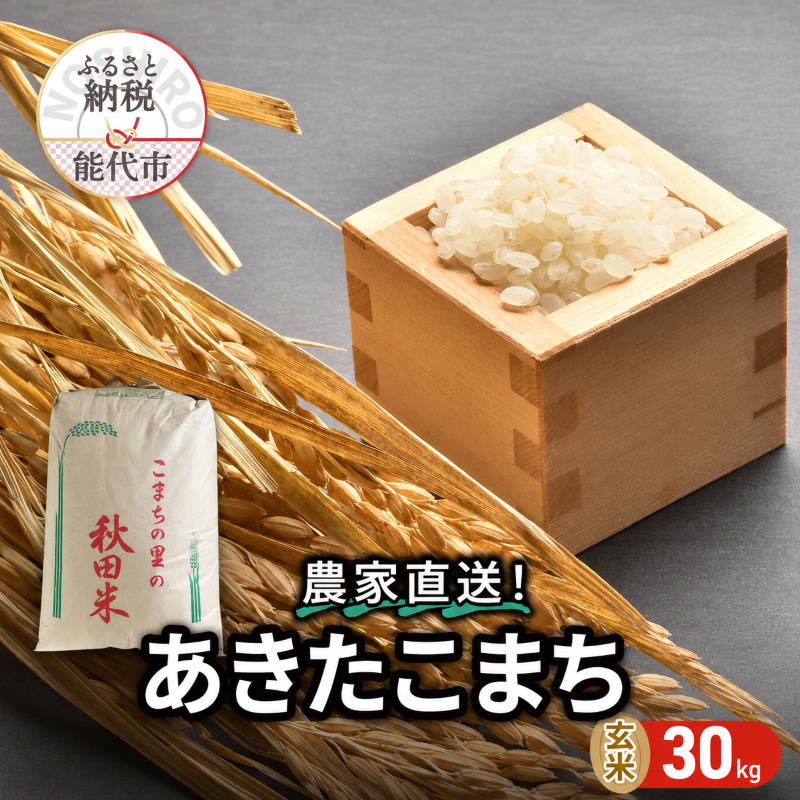 【先行予約・令和8年産】新米 秋田県産あきたこまち 玄米 30kg もっちり極旨 ブランド米 本場の味 豊かな水が育んだこだわり米 産直 [ ご飯 おにぎり お米 産地直送 おこめ ごはん 秋田県 秋田 能代市 ]