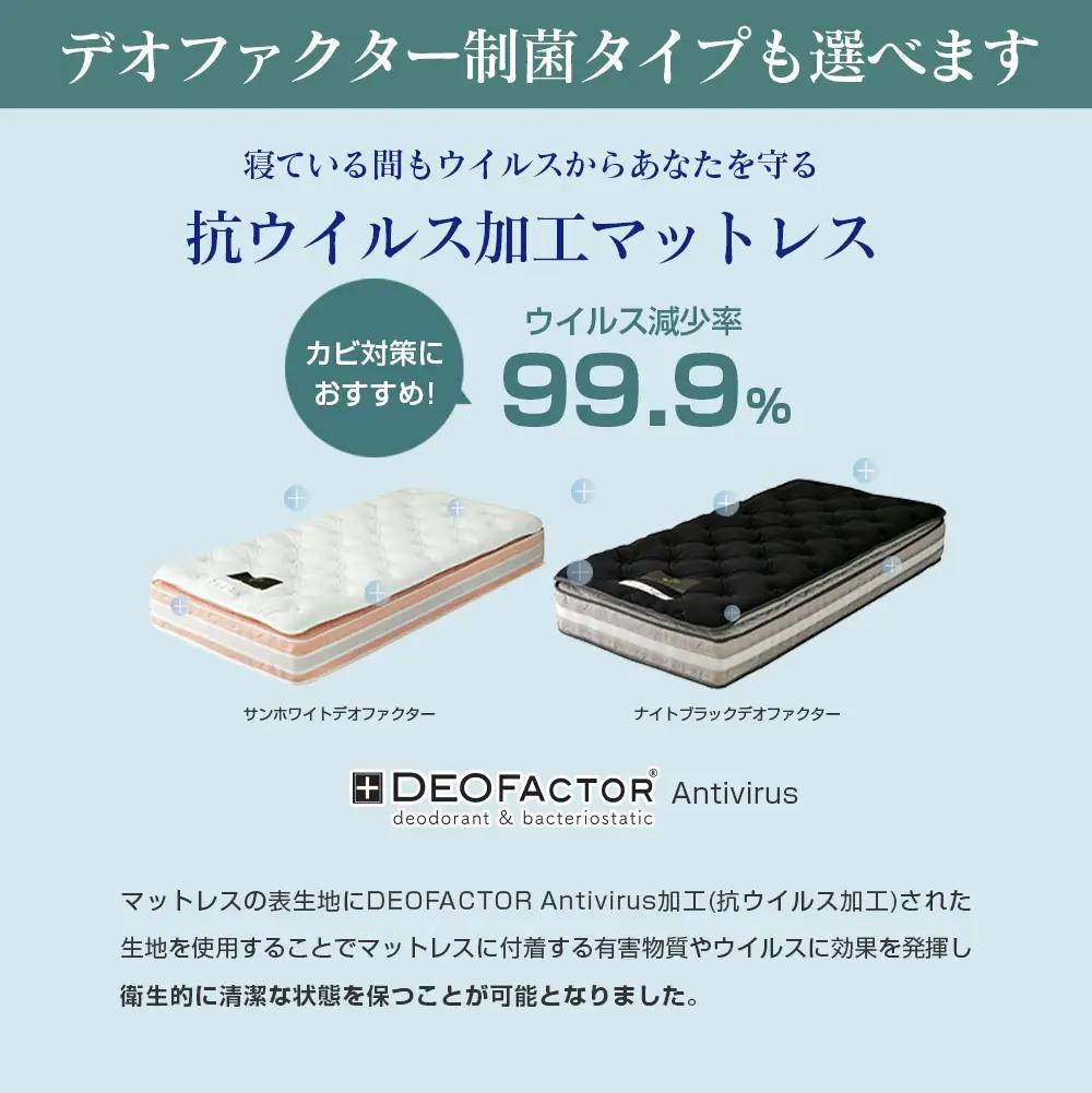 マットレス クイーン 咲夜No Way! 抗ウイルス加工 衛生タイプ 源ベッド ポケットコイル 6.7インチ ピロートップ仕様 選べる2種の寝心地 圧縮梱包_CH041_NDqn