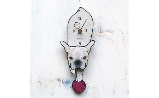 D-58F5 白ブルドッグ-犬の振り子時計花05.GREEN C-CD-058A