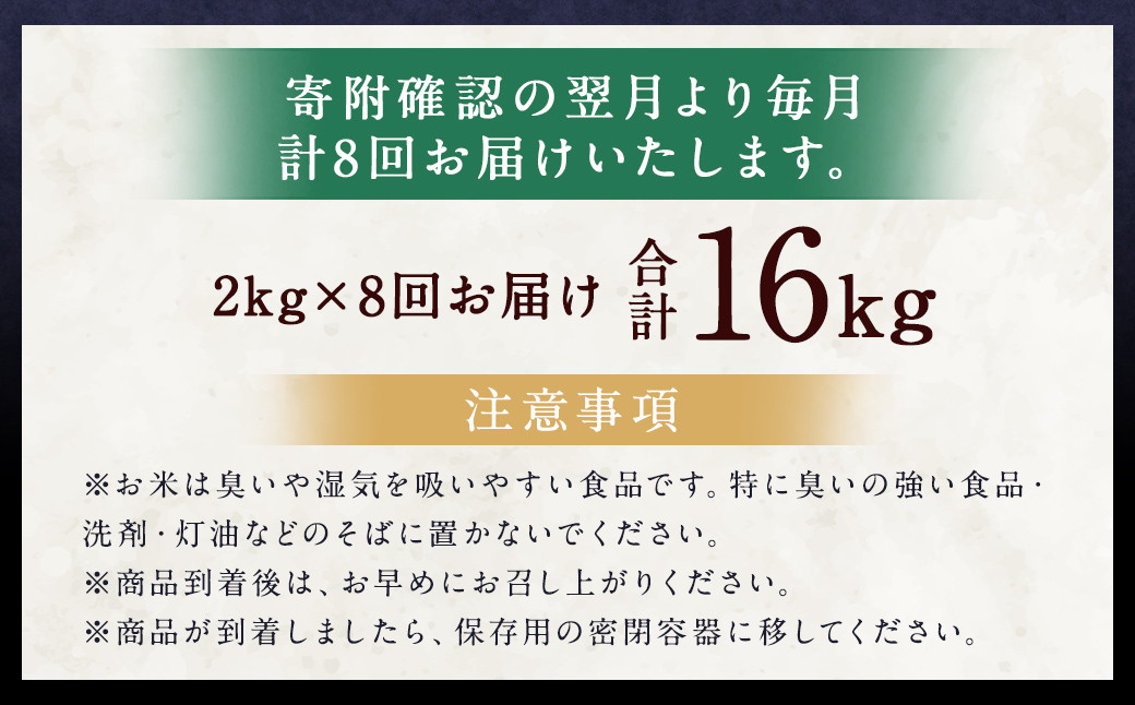 【8ヶ月定期便】らんこし米 （ゆめぴりか）2kg