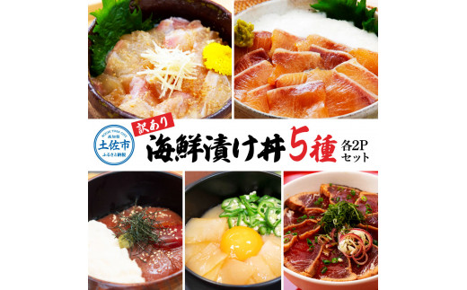 訳あり海鮮漬け丼（5種×各2P）セット 漬け丼 まぐろ イカ ぶり 鯛 タイ カツオのタタキ 鰹タタキ 食べ比べ 海鮮 魚 冷凍 食品 保存食 小分け 高知 土佐 海鮮丼 鯛めし 漬け丼 惣菜 そうざい 訳アリ わけあり 不揃い 規格外 故郷納税 返礼品