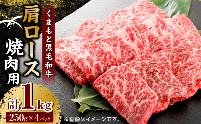 くまもと黒毛和牛 焼肉用 肩ロース 1000g（250g×4pc）【馬刺しの郷 民守】  九州産 和牛 お肉 肉  焼肉 肩ロース ロース  [ZBL034]