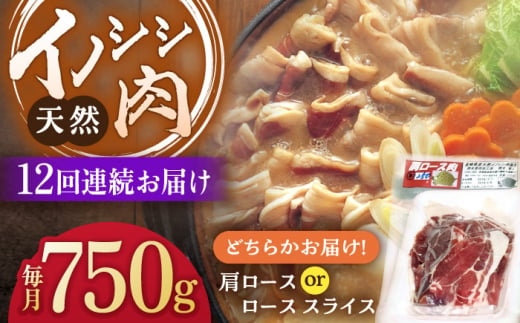 【12回定期便】ジビエ 天然イノシシ肉 肩ロース or ロース スライス750g【照本食肉加工所】[OAJ057] / 猪 猪肉 いのしし肉 イノシシ イノシシ肉 ジビエ いのしし 長崎県猪 川棚町産猪 ぼたん鍋用いのしし 九州産イノシシ じびえ ジビエ ジビエ肉