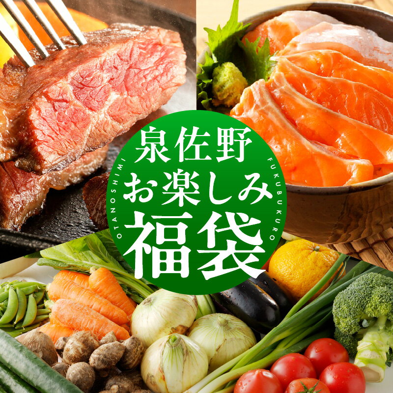 【ふるさと納税】泉佐野 お楽しみ 福袋 牛肉 ステーキ 海鮮 サーモン 野菜セット 別送 牛ハラミステーキ シルバーサーモン 切り落とし 新鮮野菜 加工品 詰め合わせ ハラミ おかず お弁当 お取り寄せ 大阪府 泉佐野市 送料無料