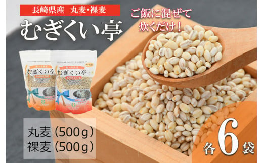 むぎくい亭(丸麦500gｘ6・裸麦500gｘ6) / 麦 丸麦 はだか麦 麦味噌 雑穀 雑穀米 / 諫早市 / 有限会社伊東精麦所  [AHBU002]