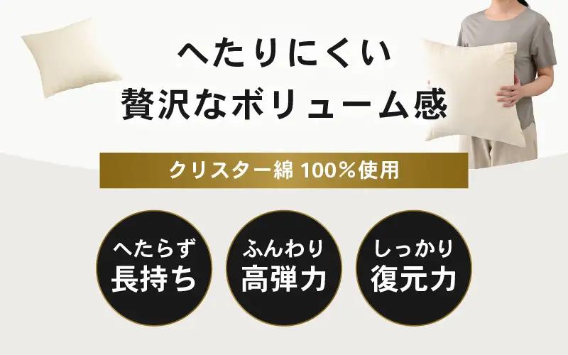 高反発！ふんわり柔め ヌードクッション 45cm角 クリスタ―綿（側キナリ）2個 [A-20426]