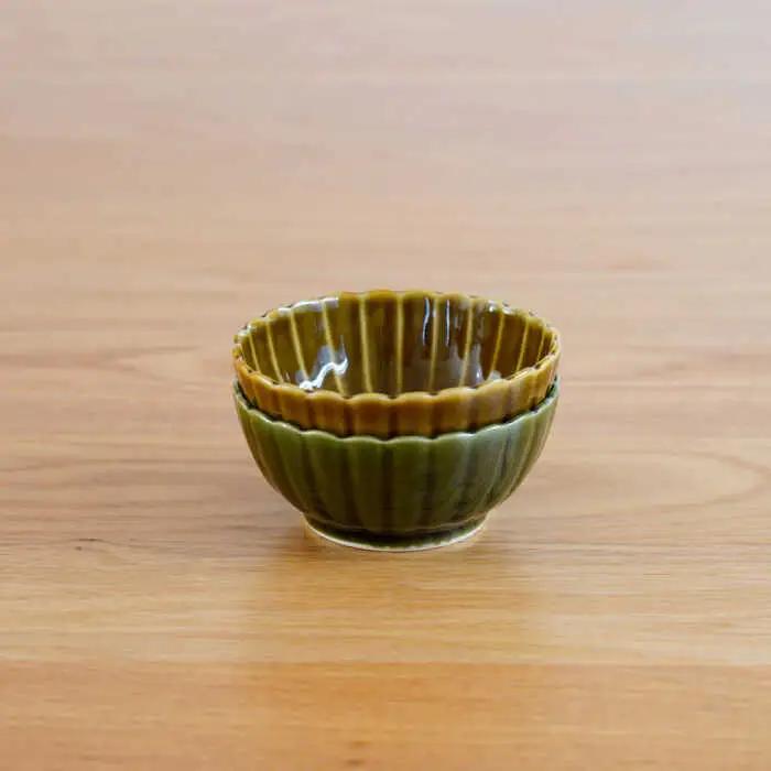 【波佐見焼】花しのぎ 和皿 小付 4点セット 織部・鴬茶 【団陶器】[PB158]