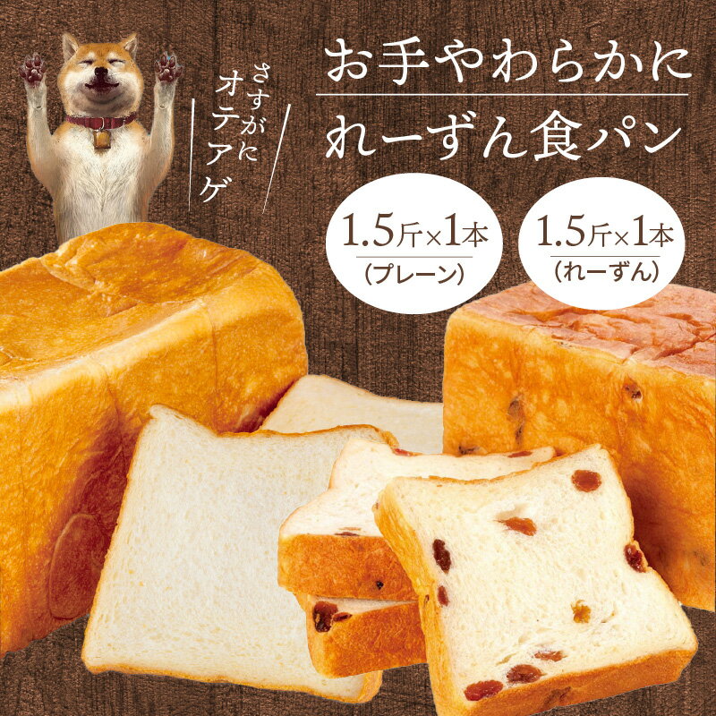 【ふるさと納税】お手やわらかにれーずんセット パン プレーン レーズン サンマスカットレーズン 食べ比べ セット パンセット 1.5斤 1本ずつ 計 2本 卵不使用 マーガリン不使用 焼き上げ 冷蔵 発送 オリジナル紙袋 冷凍保存 人気 お取り寄せ お取り寄せグルメ 送料無料