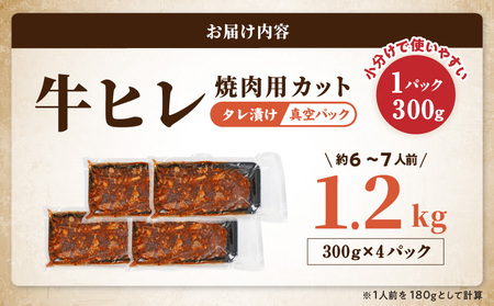 牛ヒレタレ漬け1.2kg(焼肉用カット)_11-3302_(都城市) 