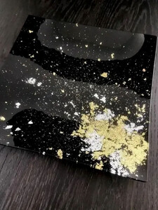 スクエアプレート(D) 古代塗り金箔漆黒［NF209］