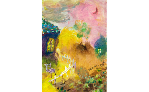 ムラナギ絵画作品No.1594『僕らの好きな場所』一点物 アクリル原画 幻想世界 アート作品 FSMキャンバス仕様 壁掛け 棚置き 可能 絵 作品 アート 芸術品 コレクション 原画 飾り インテリア 茨城県 石岡市 (F10-017)
