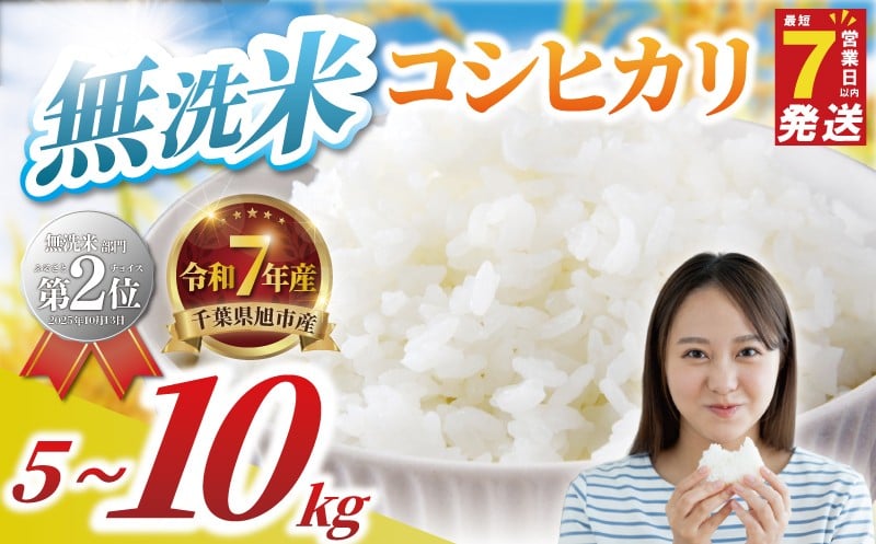 
                  ＼最短7営業日以内発送／ 無洗米 5kg 10kg 令和7年産 千葉県産 米 ｜ こめ 米 無洗米 ごはん コシヒカリ こしひかり コメ 精米 白米 むせんまい ご飯 ごはん お弁当 おにぎり 国産 千葉県 旭市 BANJYO farm bnj
                