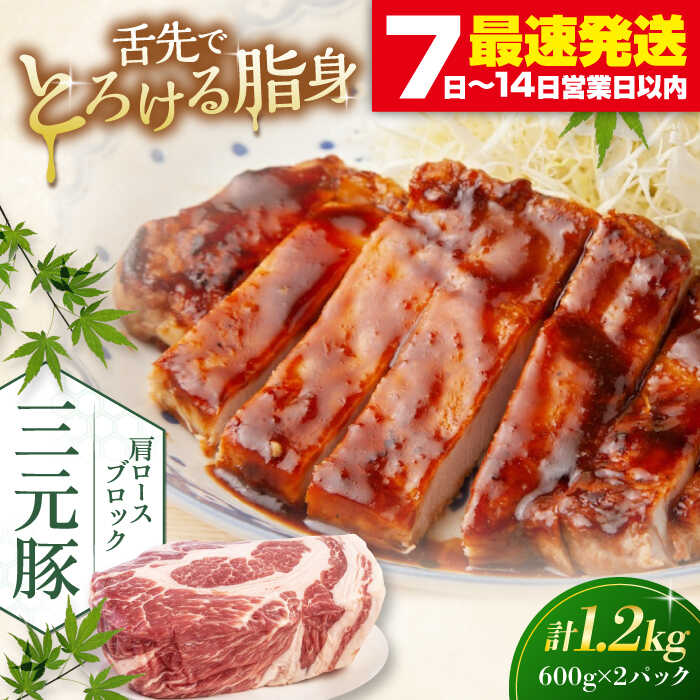 【ふるさと納税】 三元豚 肩ロースブロック1.2kg 600g 2パック 《喜茂別町》【平田牧場】 肉 豚肉 ロース ブロック ローストポーク 煮豚 酢豚 煮物 冷凍配送 北海道 平田牧場 おすすめ [AJAP075] 18000 18000円