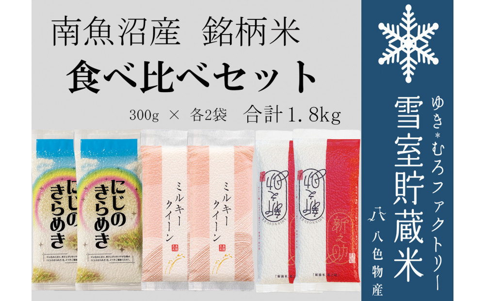 【令和８年産 新米】雪室貯蔵米 にじのきらめき、ミルキークィーン、新之助 食べ比べ【銘柄米 ブランド米 精米 ミルキークイーン 新之助 にじのきらめき 魚沼産 新潟米 産地直送 ご飯 御飯 ごはん お米 米 こめ コメ】
