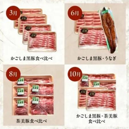 【発送月固定定期便】かごしま黒豚・茶美豚・うなぎ定期便全4回【配送不可地域：離島】【4088564】