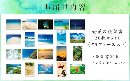 奄美 の 絵葉書 20枚 セット 1（ クリアケース 入り ） A021-040 雑貨 絵はがき ハガキ はがき 写真家 奄美絵葉書 花鳥風月 クリアケース付き 奄美の風景 メッセージ 趣味 挨拶カー