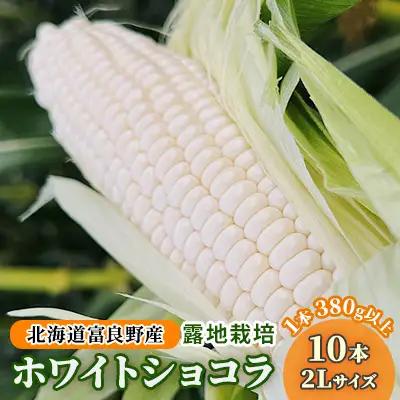 とうもろこし ホワイトショコラ 白い 露地栽培 富良野産【2Lサイズ 10本】