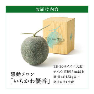 【年中発送！】感動メロン「いちかわ優香」1玉　010HS02N.　／ 果物 フルーツ メロン お取り寄せ 旬 水耕栽培